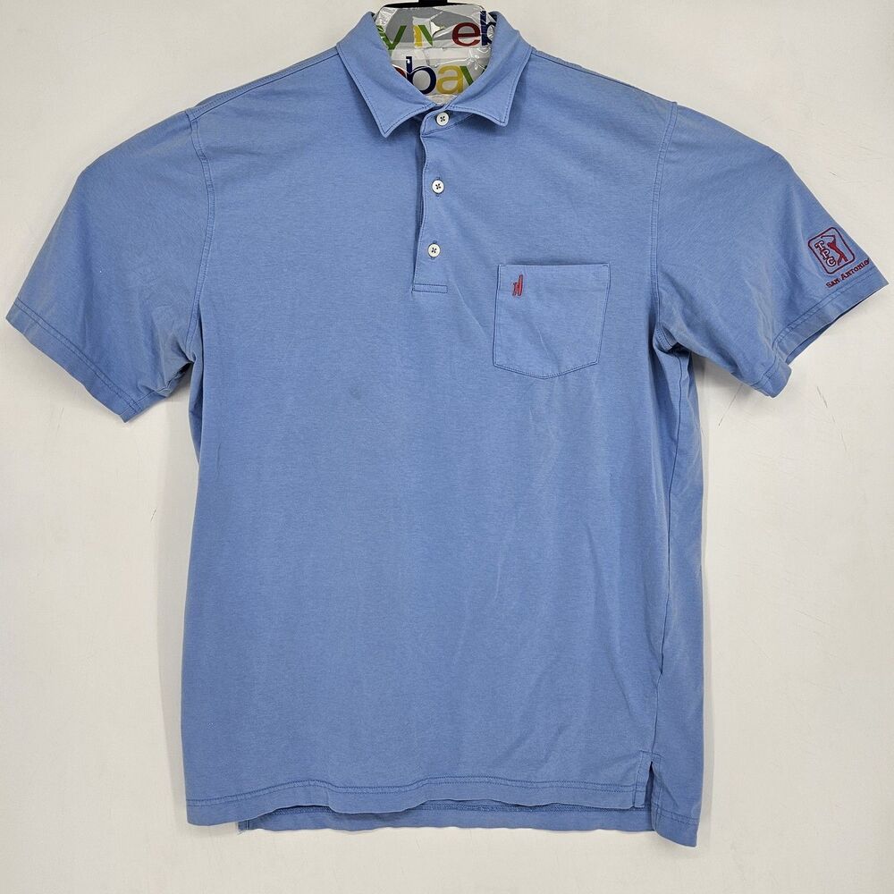 Johnnie-O Polo Shirt‎ Mens Medium Blue TPC San Antonio Golf Pocket Embroidered